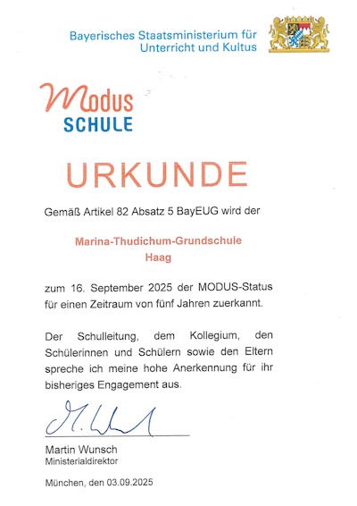MODUS-Urkunde 2025